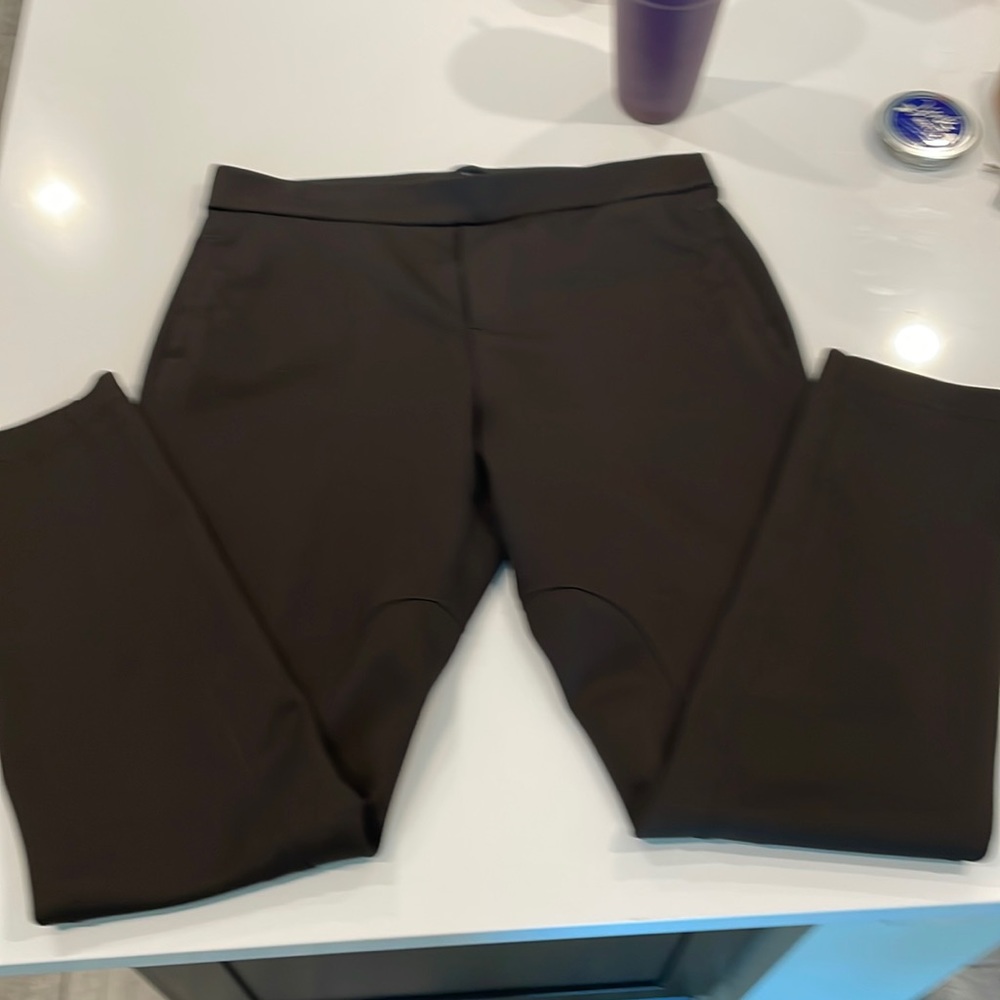 brown polyester stretch pants size large